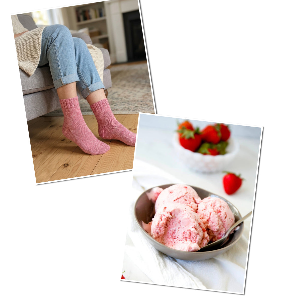 Women socks "Strawberry ice cream"